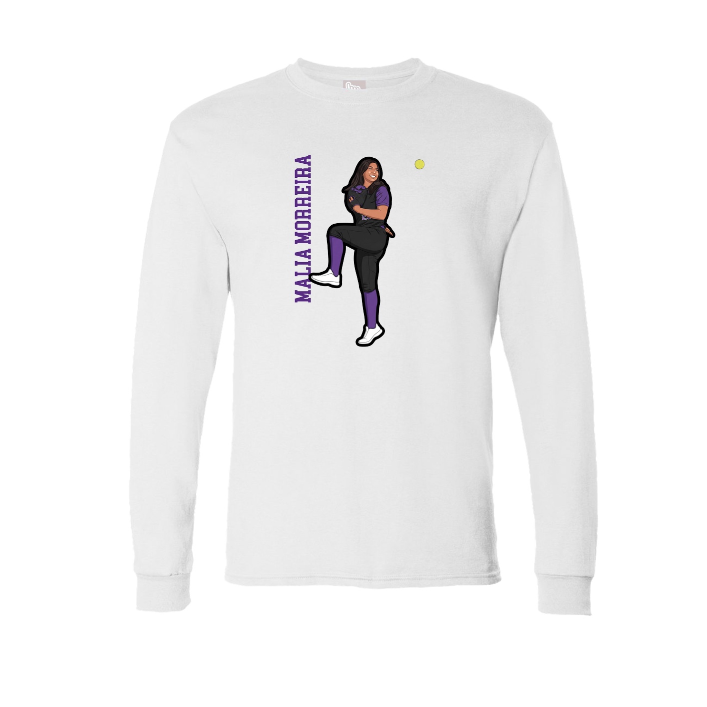 Long Sleeve Tee — Name Vertical in White