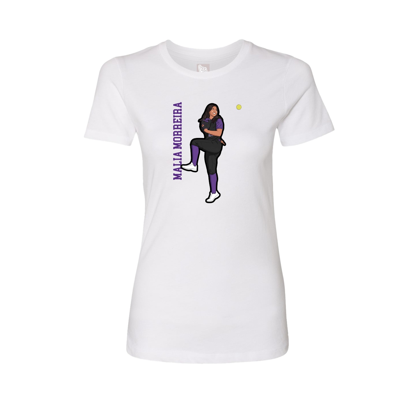Womens Tee — Name Vertical in White