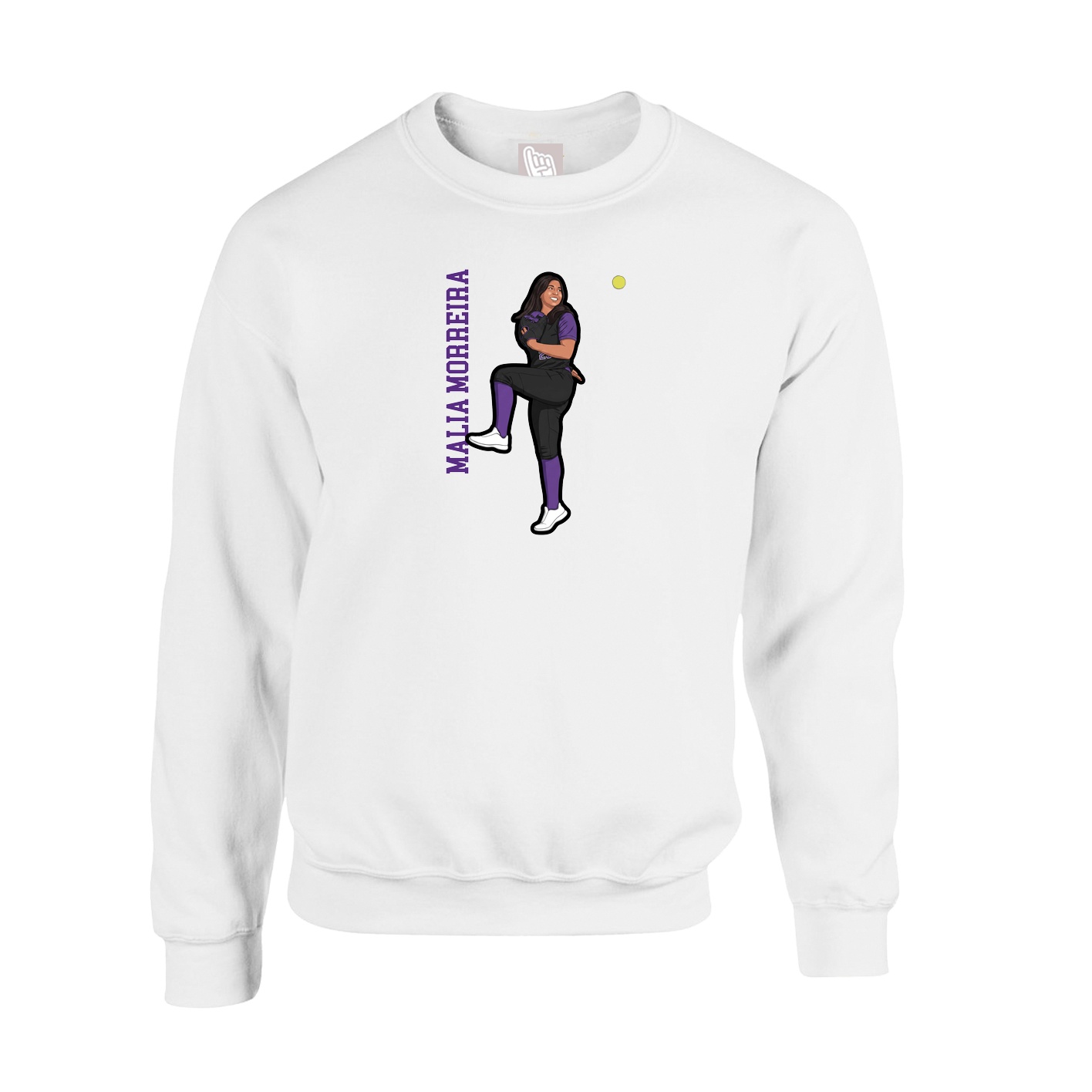 Fleece Crew — Name Vertical in White