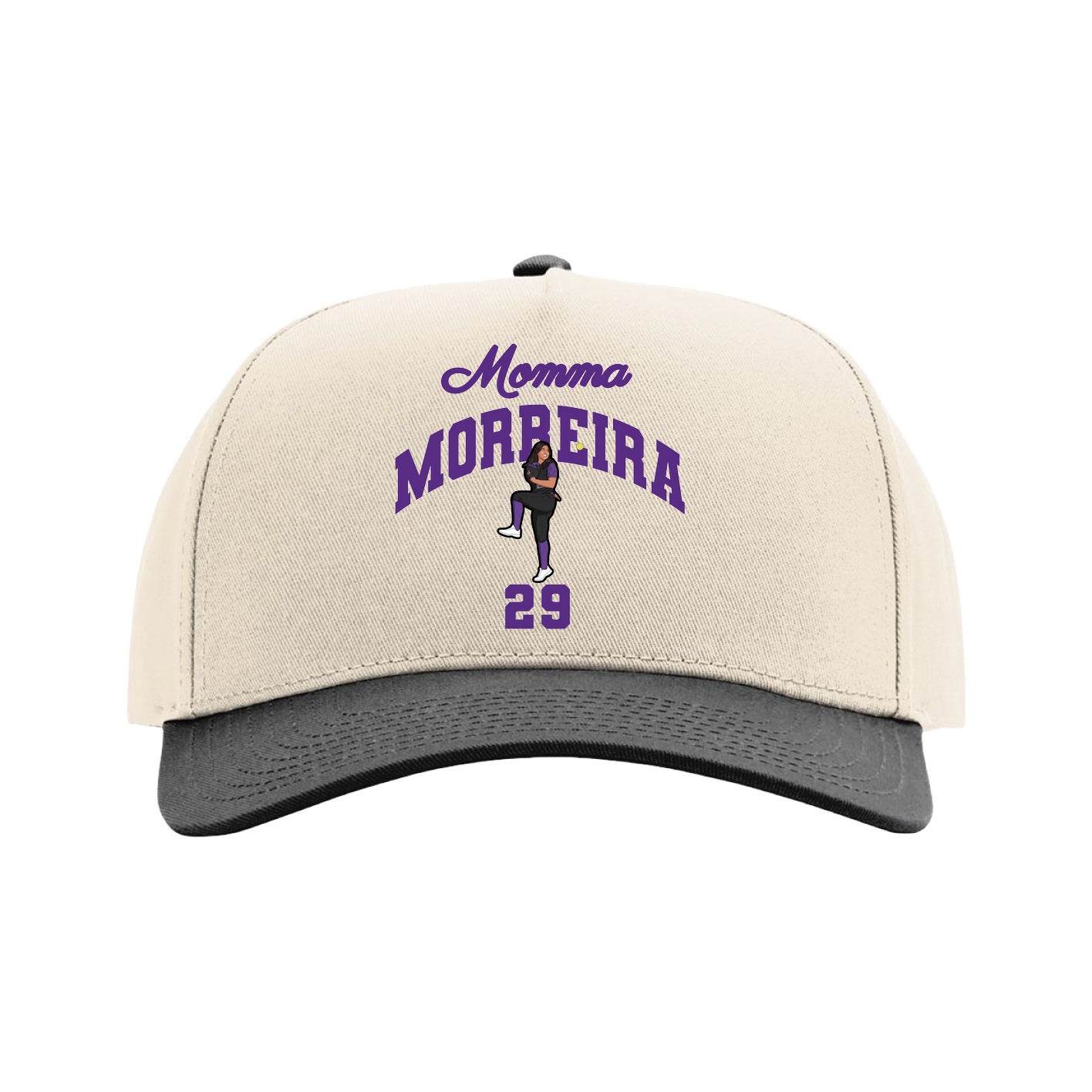Full Fabric Five-Panel Champ Cap — Mothers Day Arch in Cream/Black