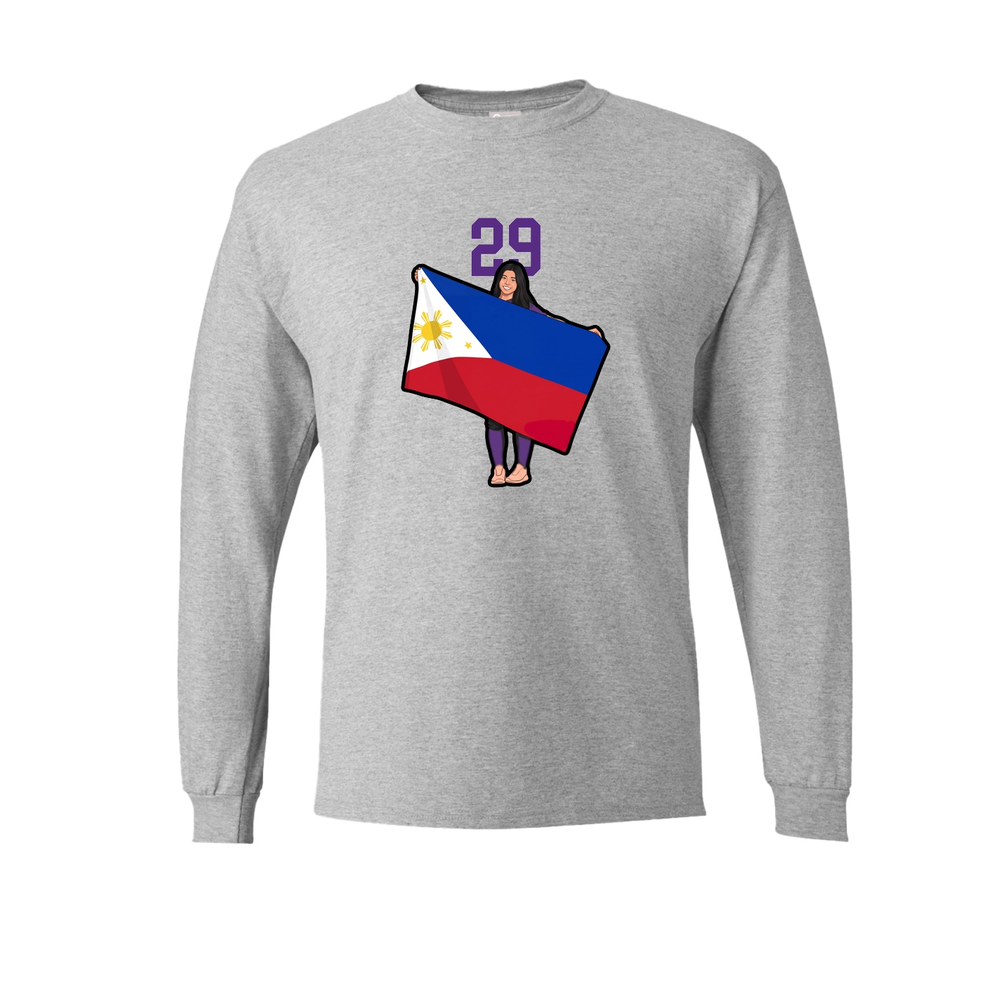 Long Sleeve Tee — Number Top in Grey