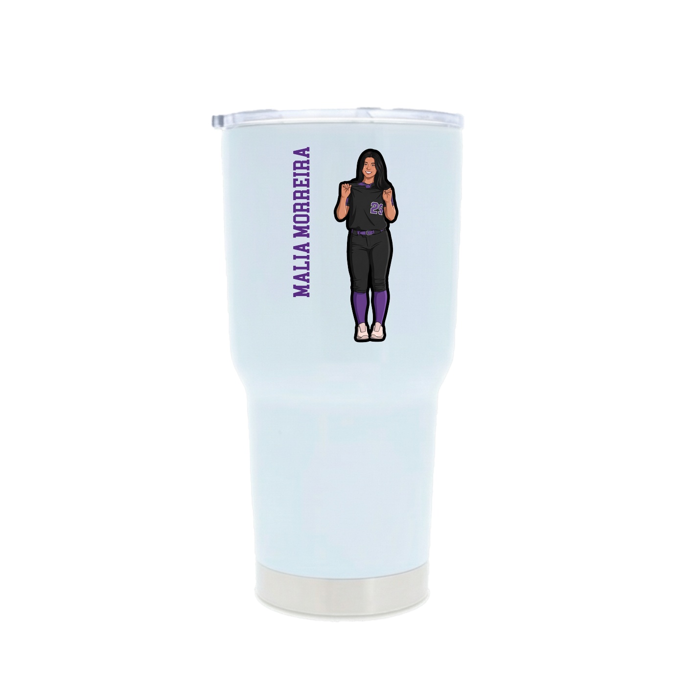 30oz Stainless Steel Tumbler — Name Vertical in White