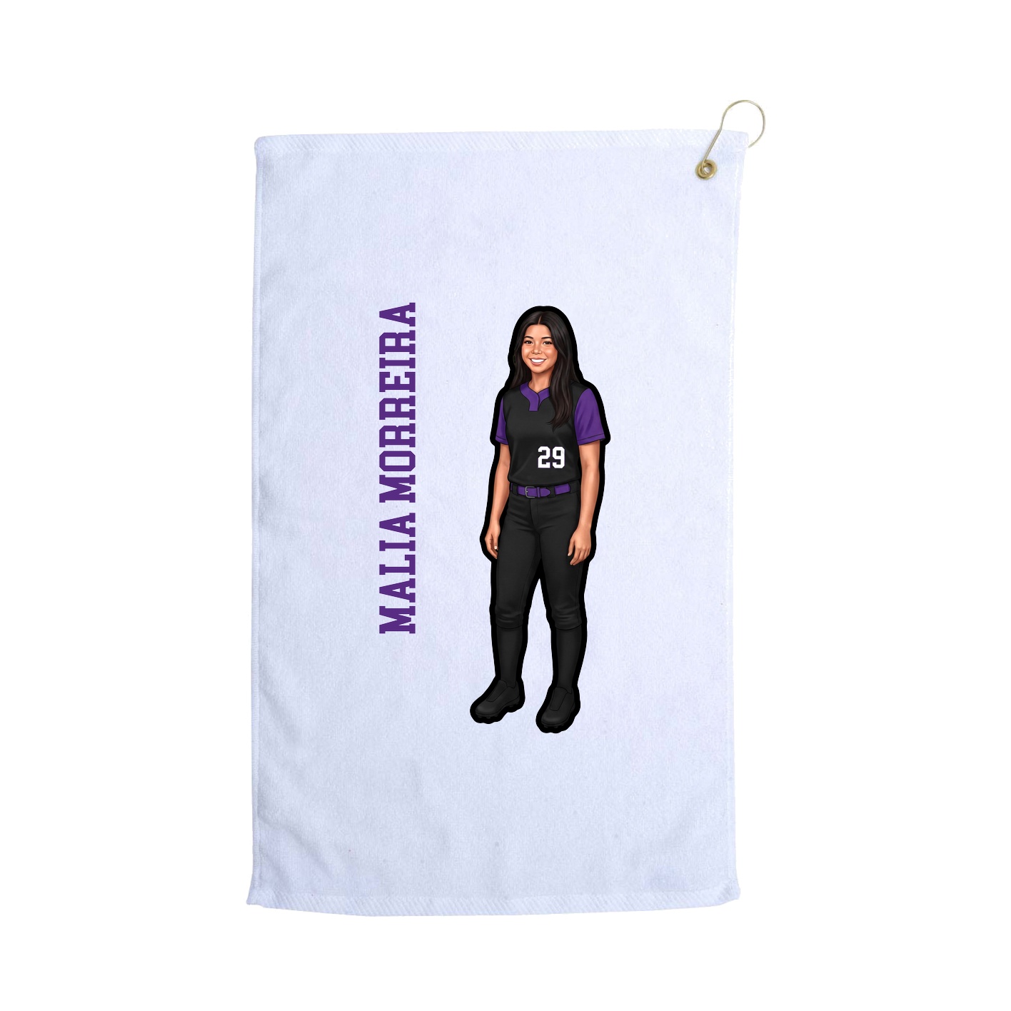 Golf Towel — Name Vertical in White