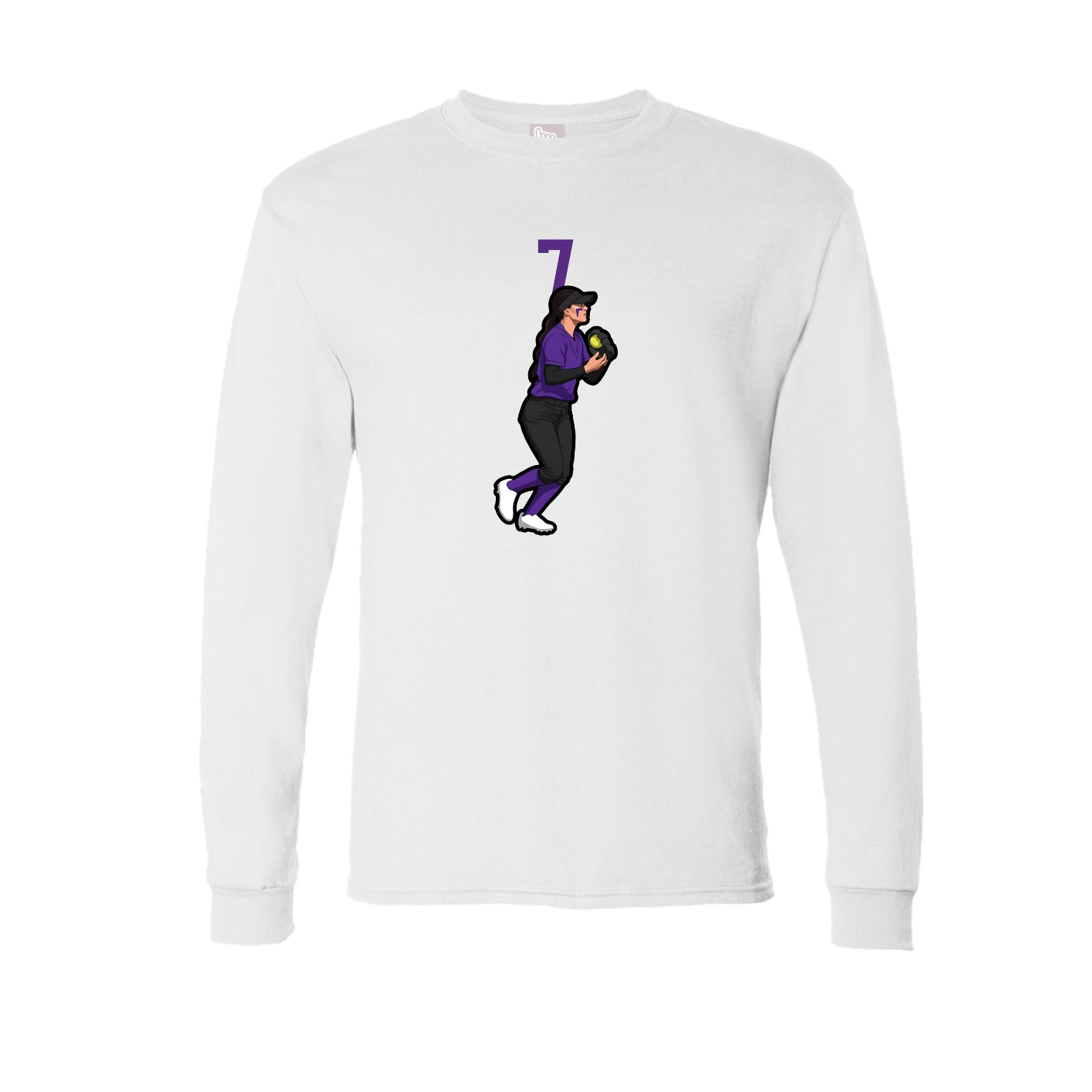 Long Sleeve Tee — Number Top in White