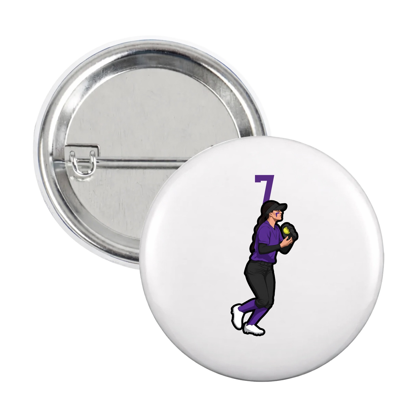 Game Day Button — Number Top in White