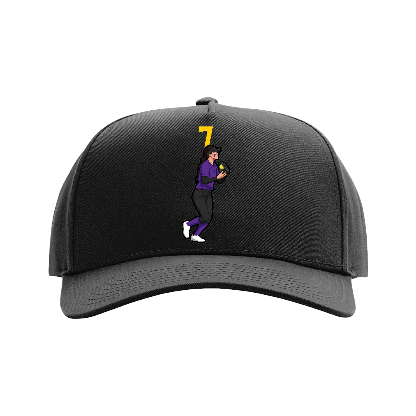 Full Fabric Five-Panel Champ Cap — Number Top in Black