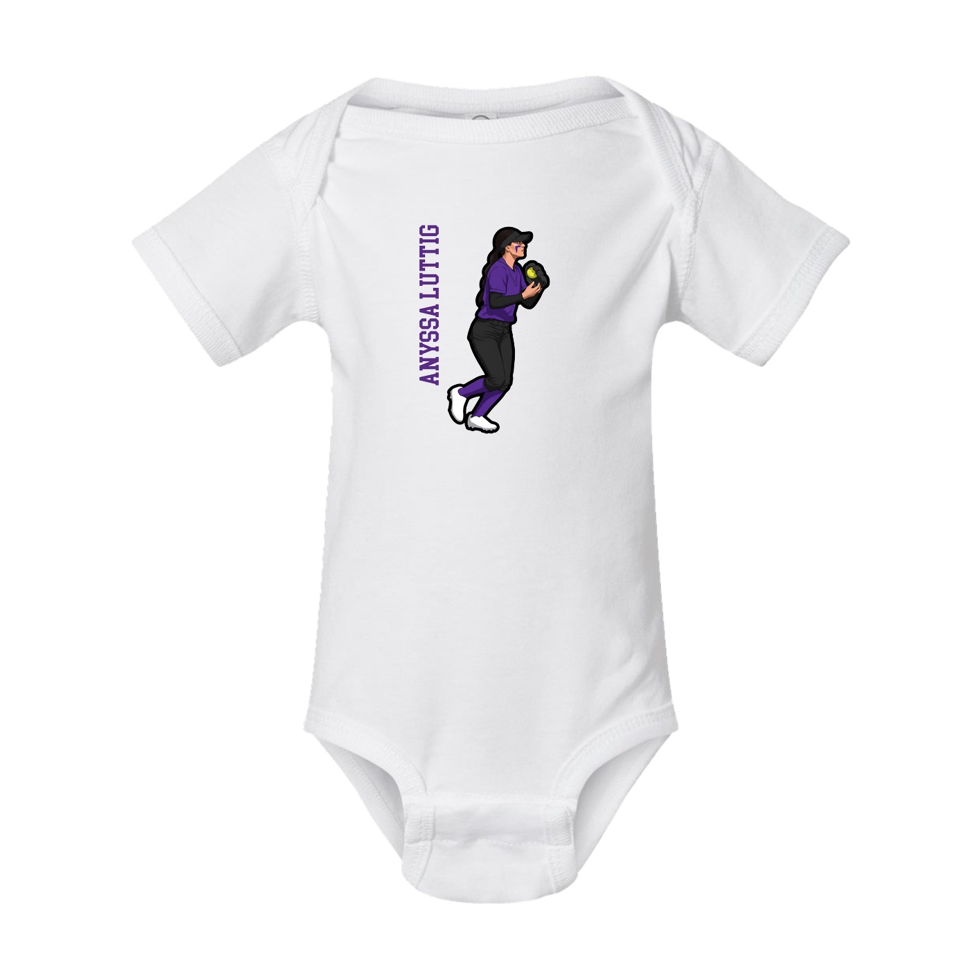 Baby Onesie — Name Vertical in White