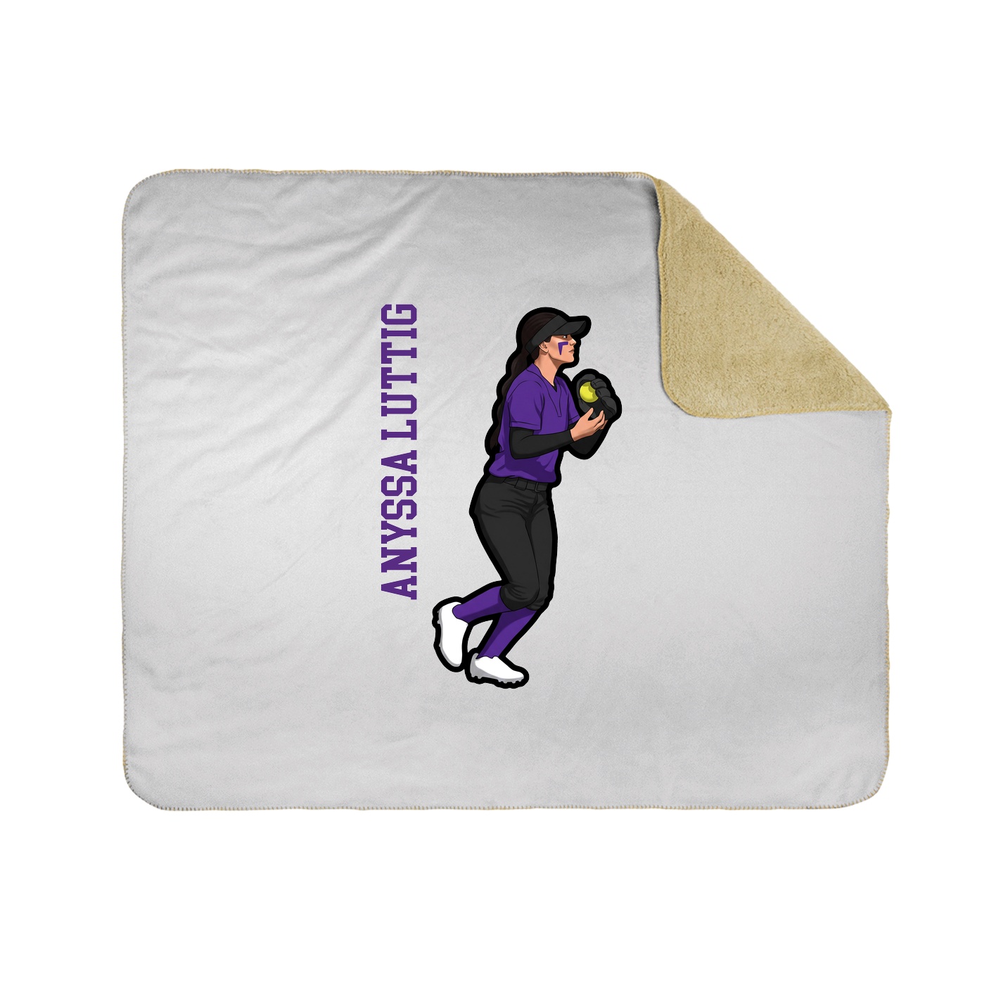 Throw Blanket — Name Vertical in White