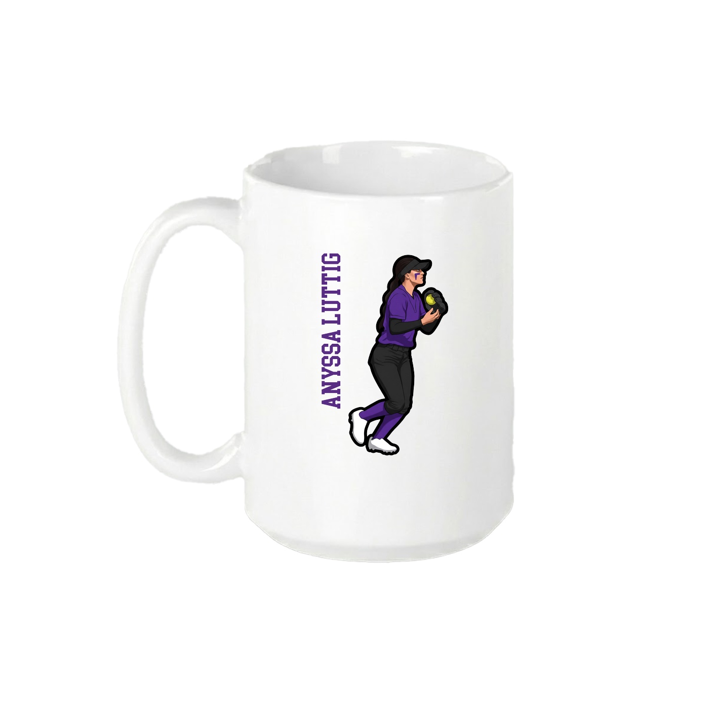 15oz Coffee Mug — Name Vertical in White