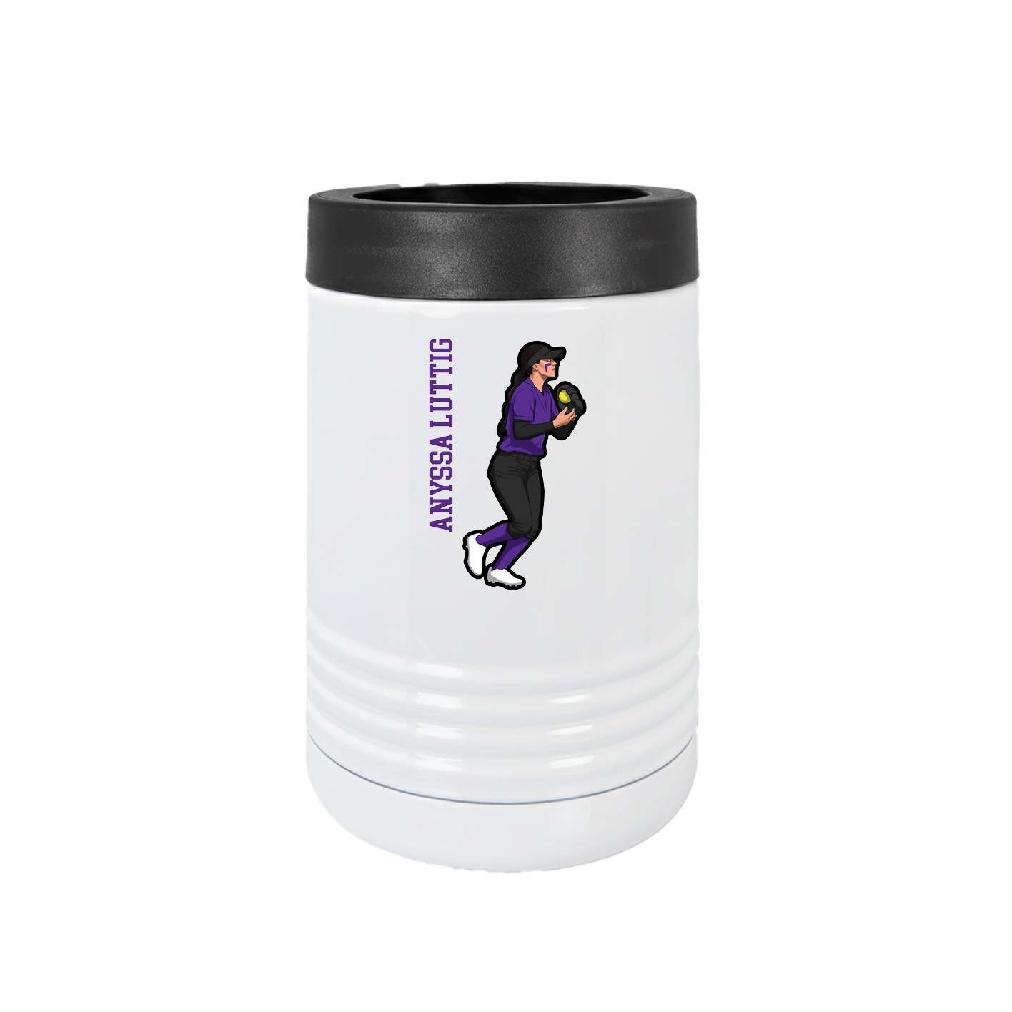 Beverage Holder — Name Vertical in White