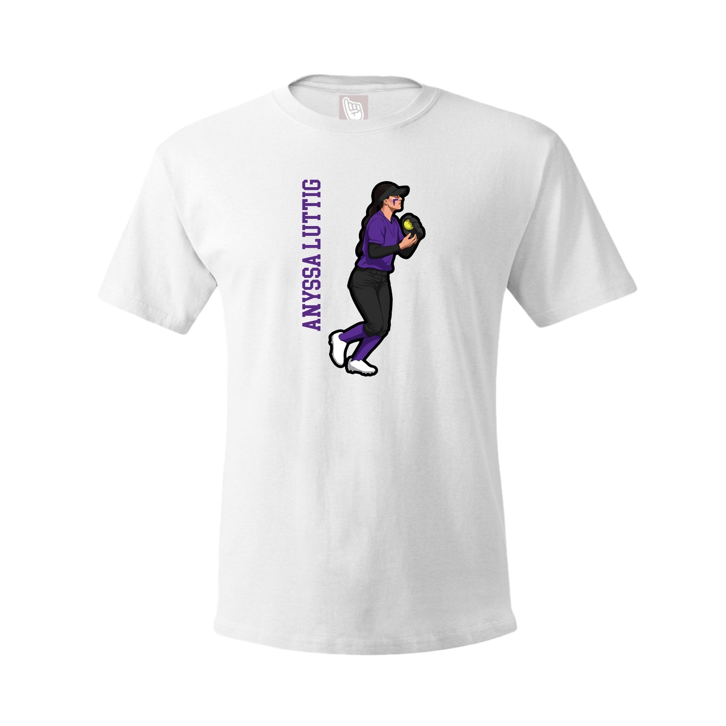 Youth Tee — Name Vertical in White