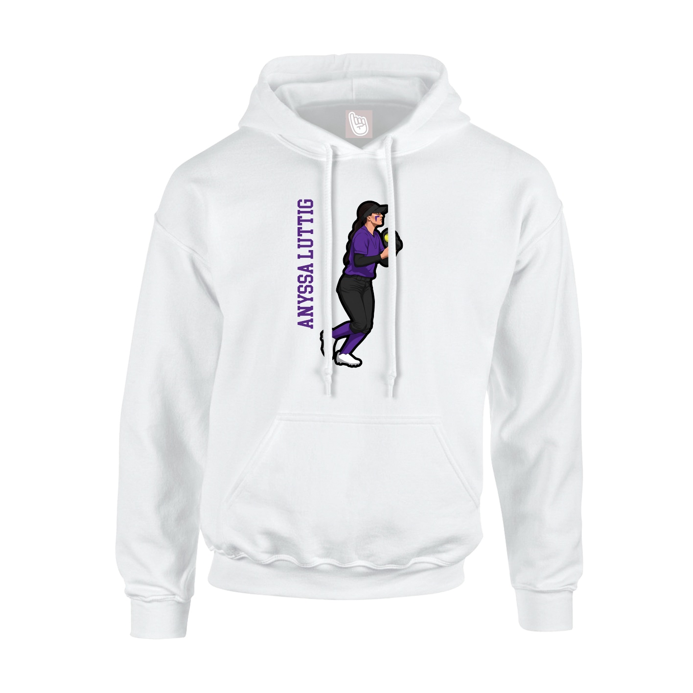Hoodie — Name Vertical in White