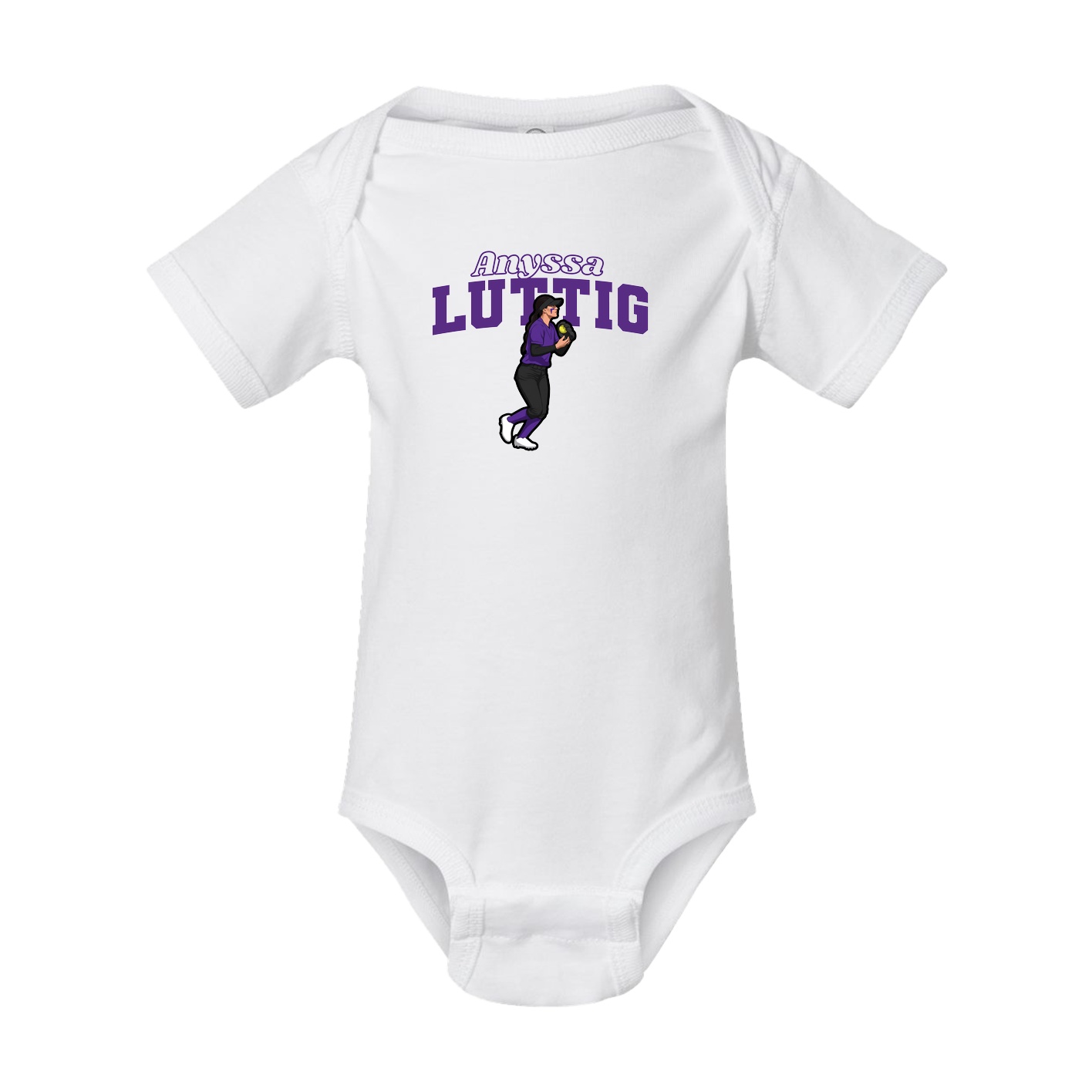 Baby Onesie — Name Arch in White