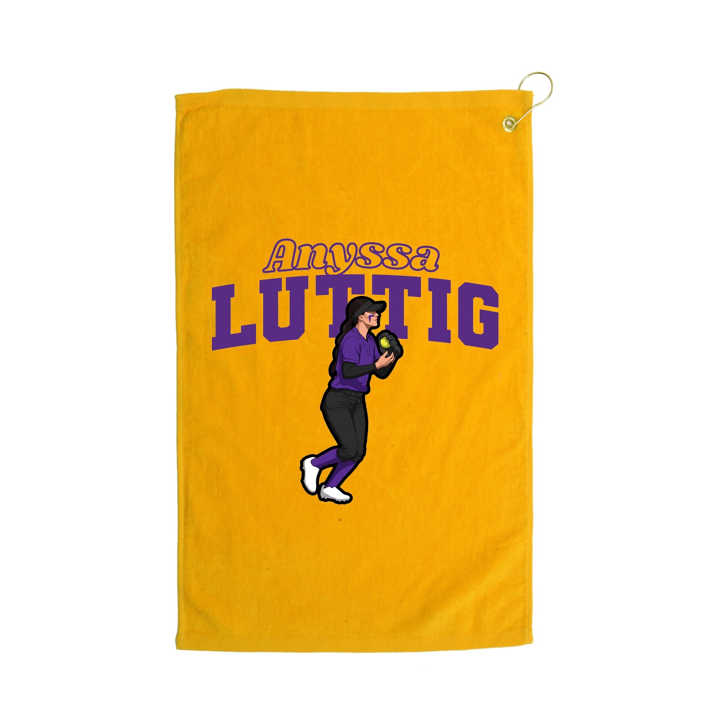 Golf Towel — Name Arch in Gold