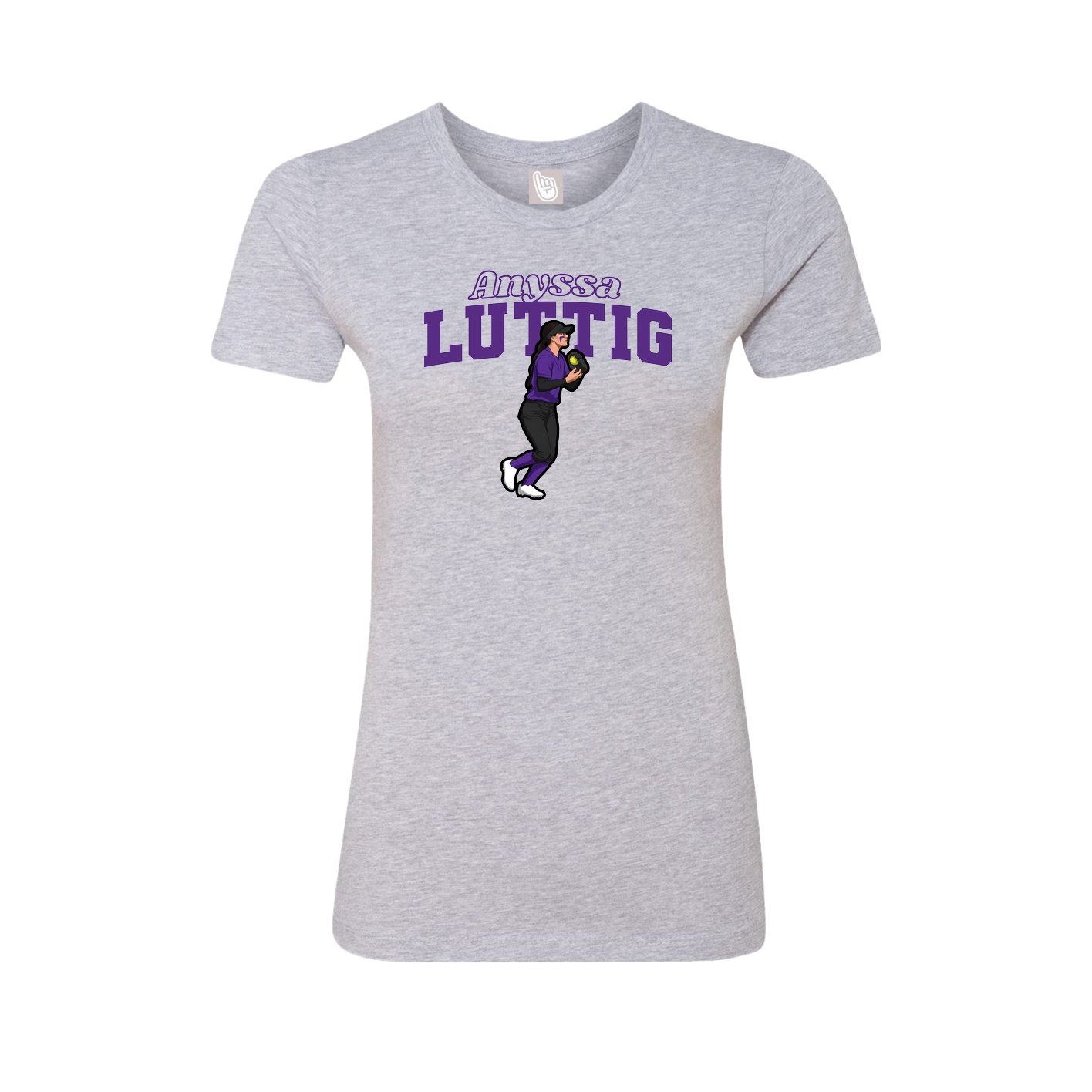 Fitted Women's Tee — Name Arch in Grey