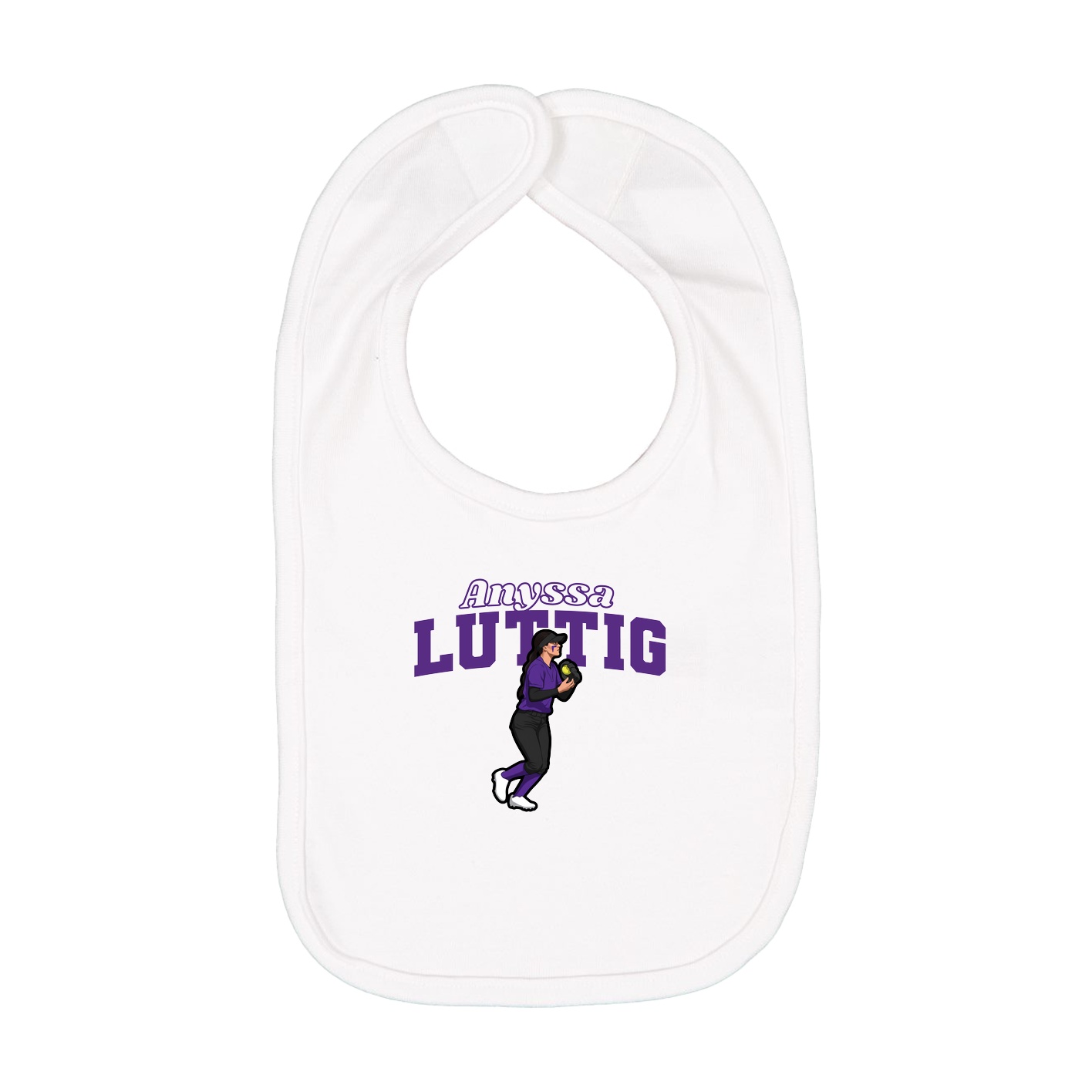 Infant Bib — Name Arch in White