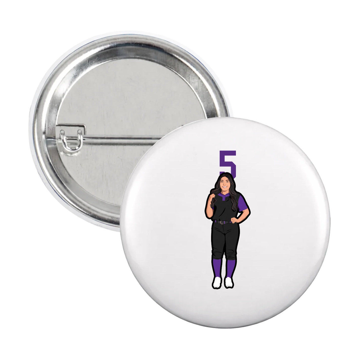Game Day Button — Number Top in White