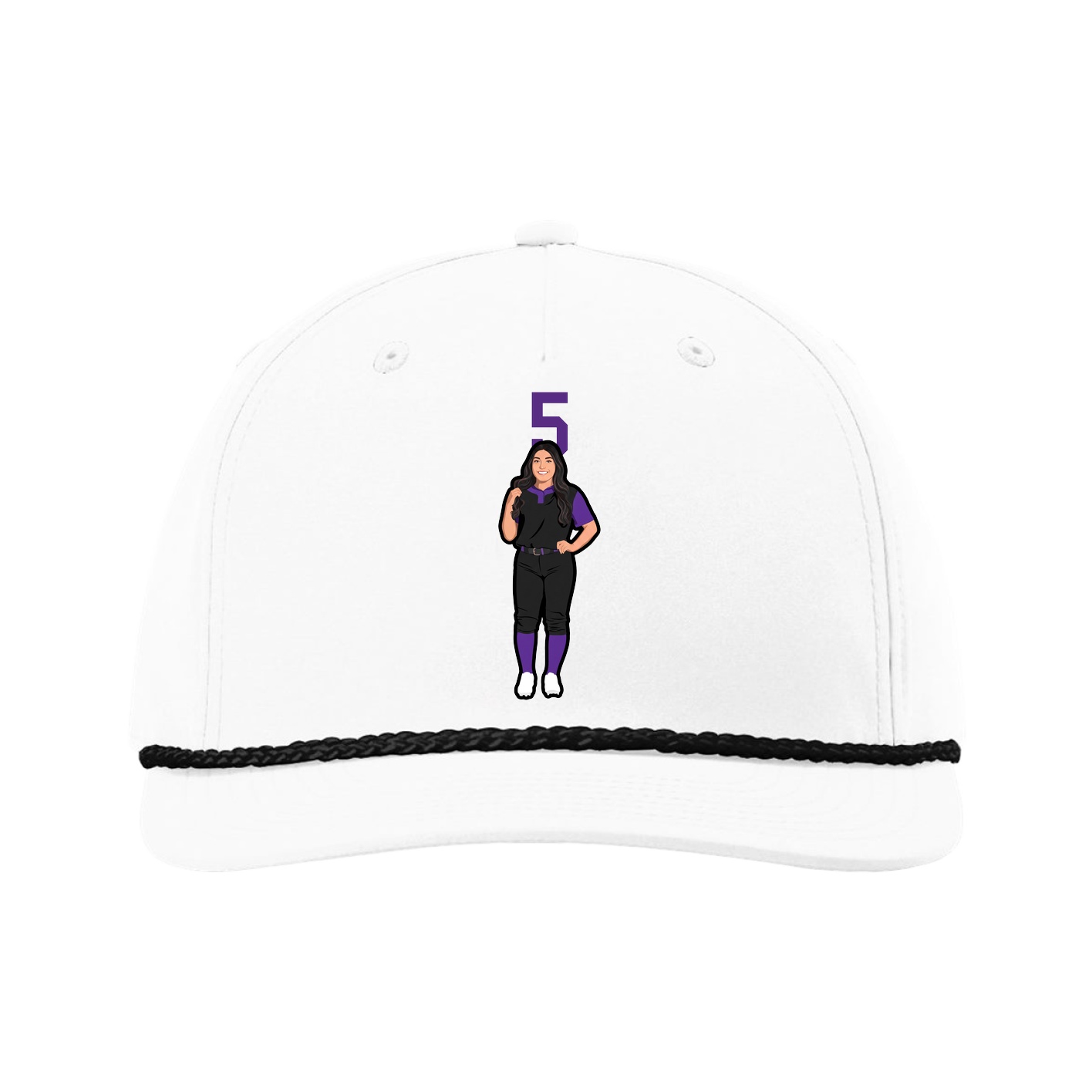 Five-Panel Classic Rope Cap — Number Top in White