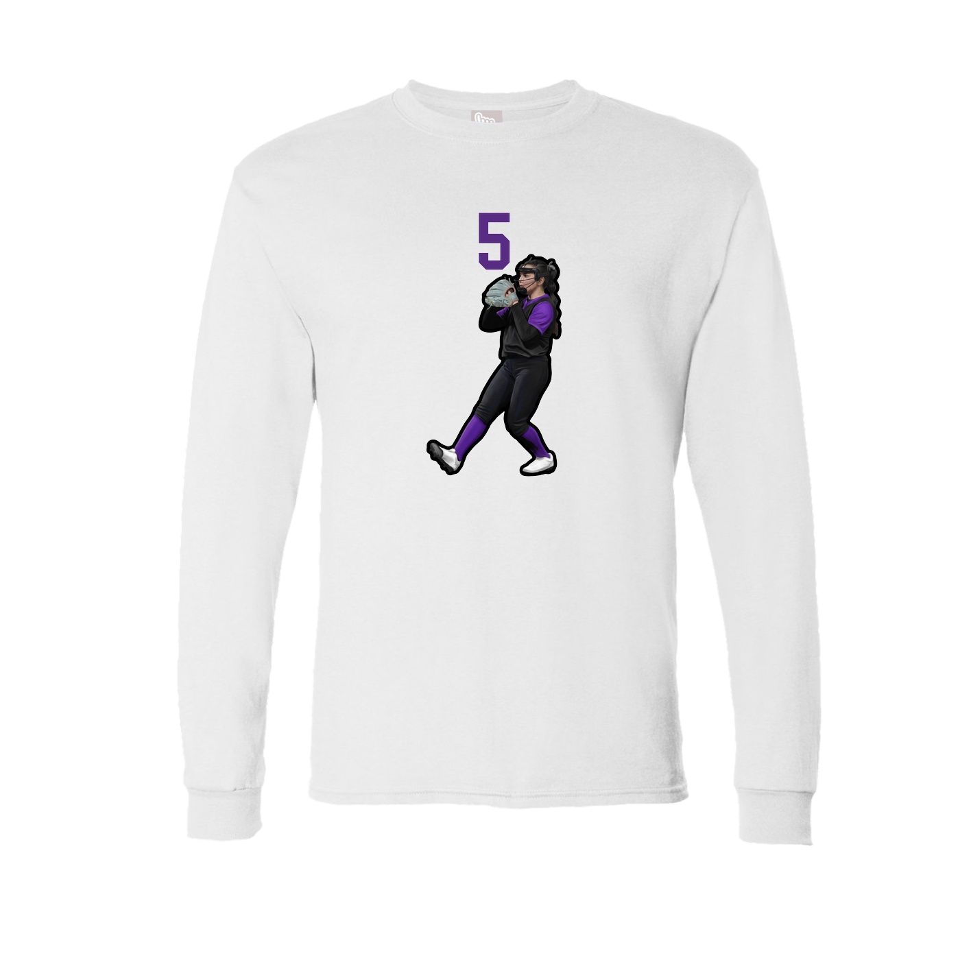 Long Sleeve Tee — Number Top in White