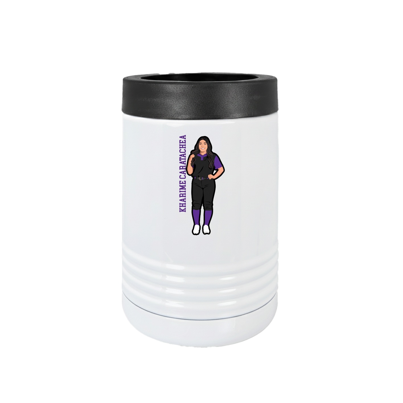 Beverage Holder — Name Vertical in White