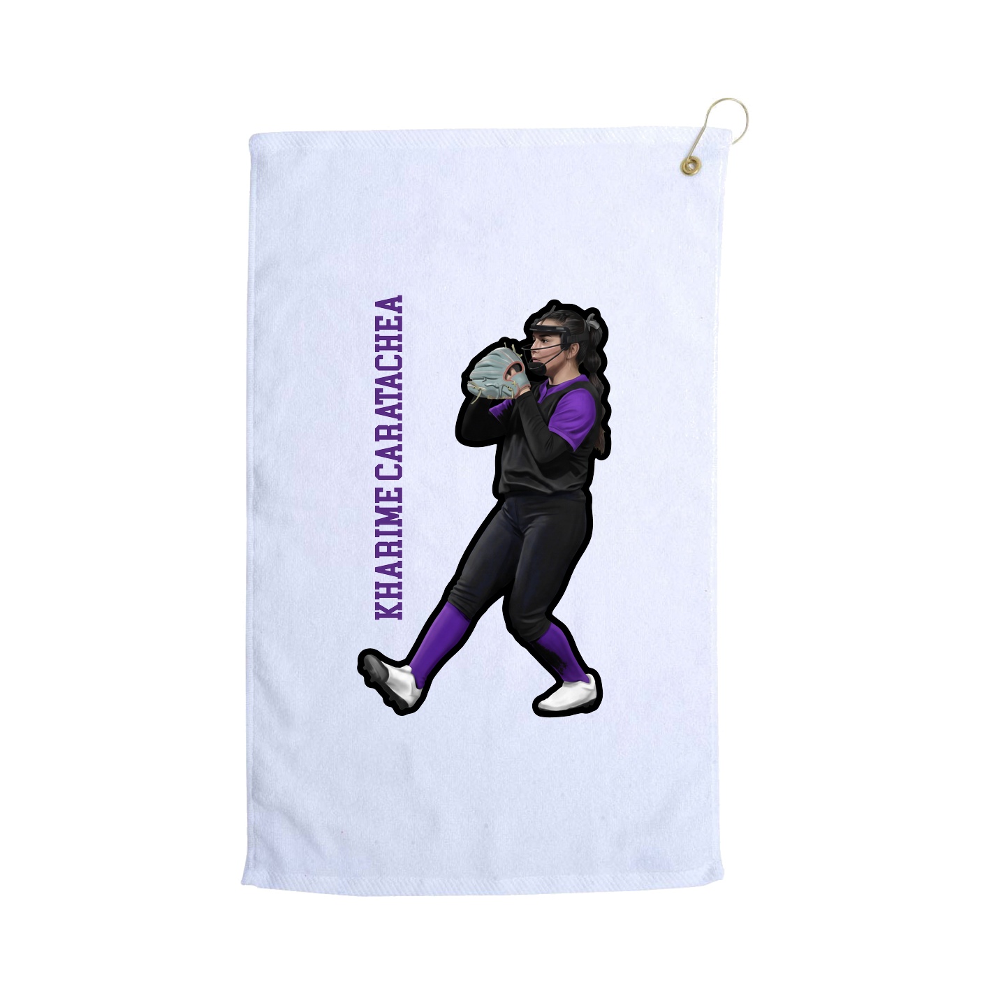 Golf Towel — Name Vertical in White