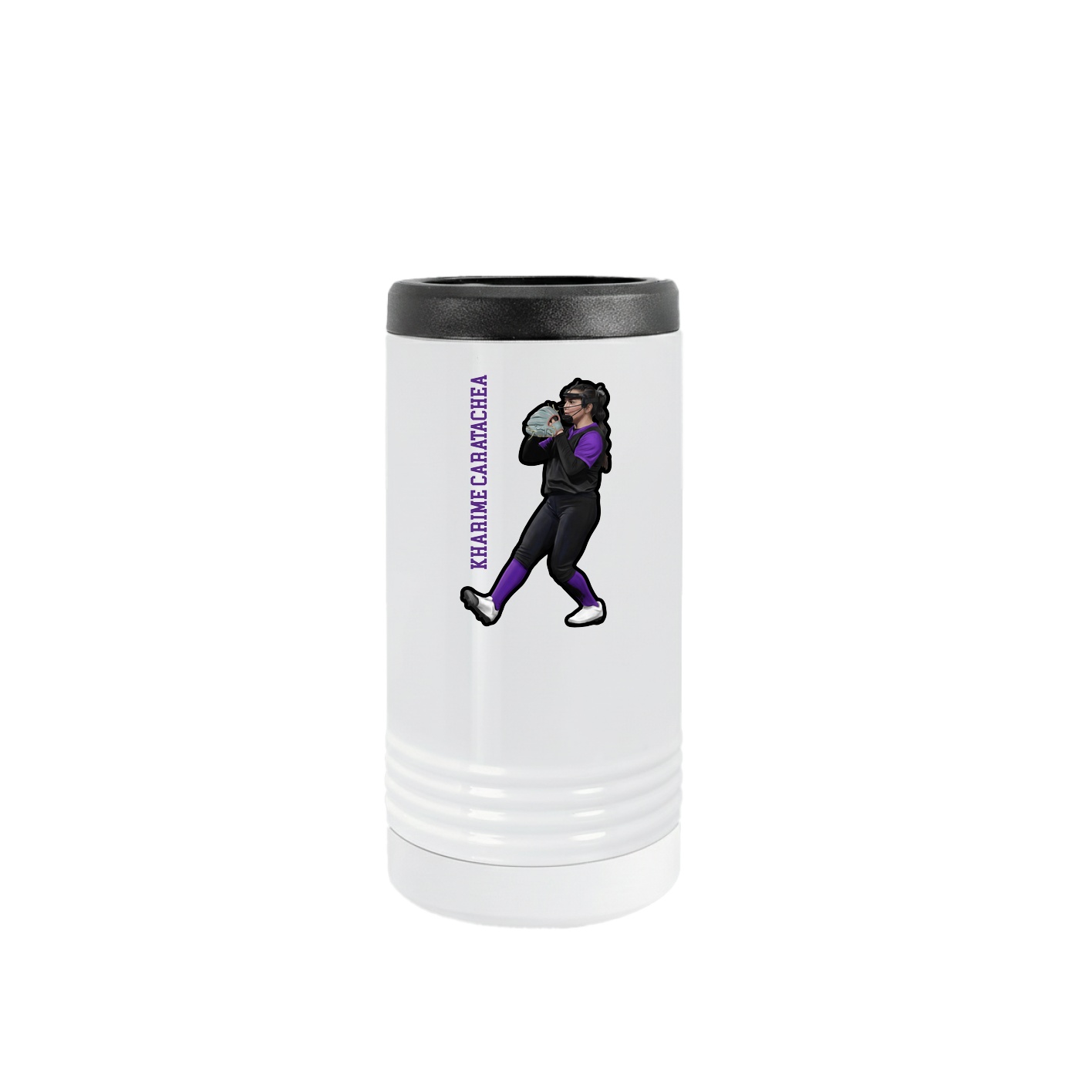 Slim Beverage Holder — Name Vertical in White