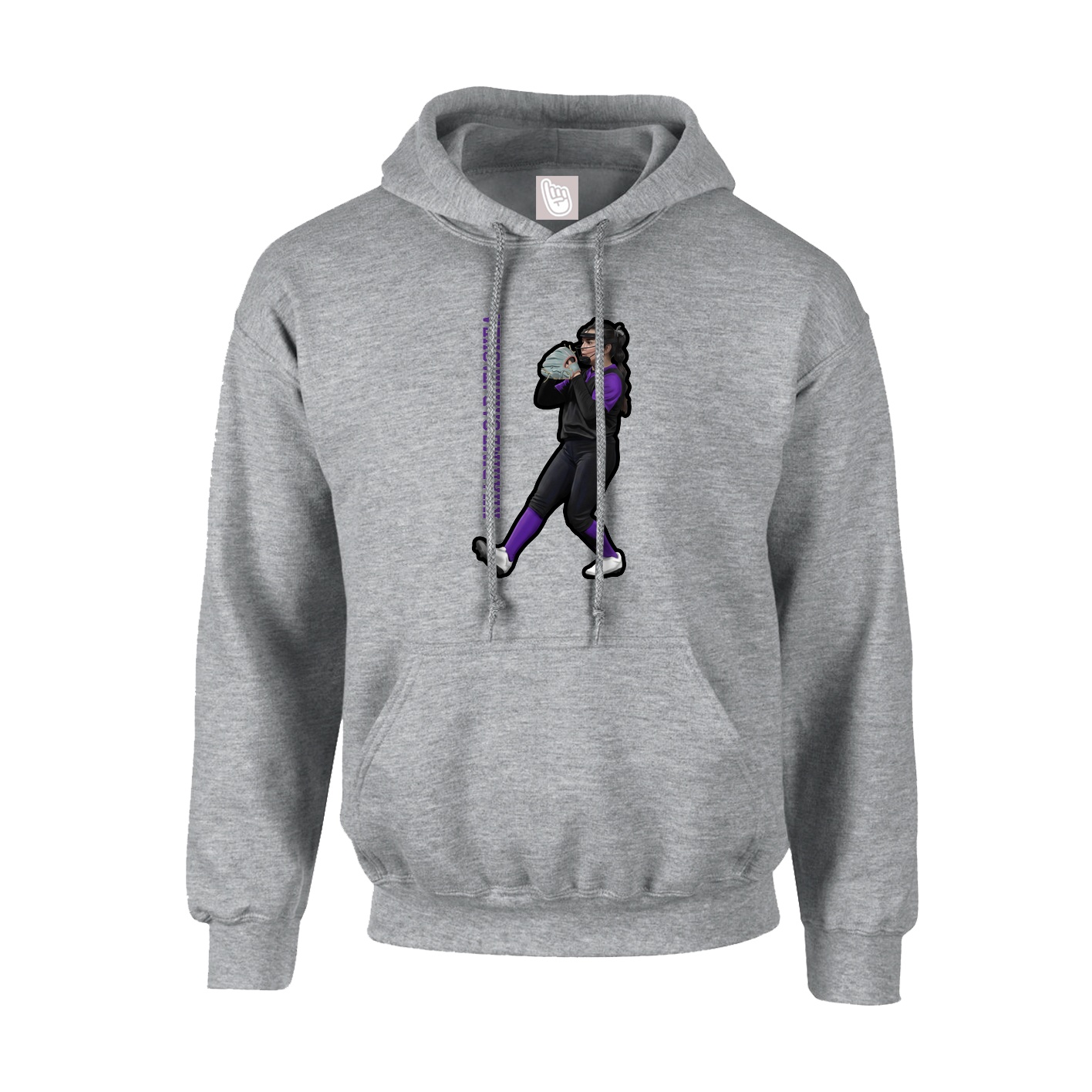 Youth Hoodie — Name Vertical in Grey