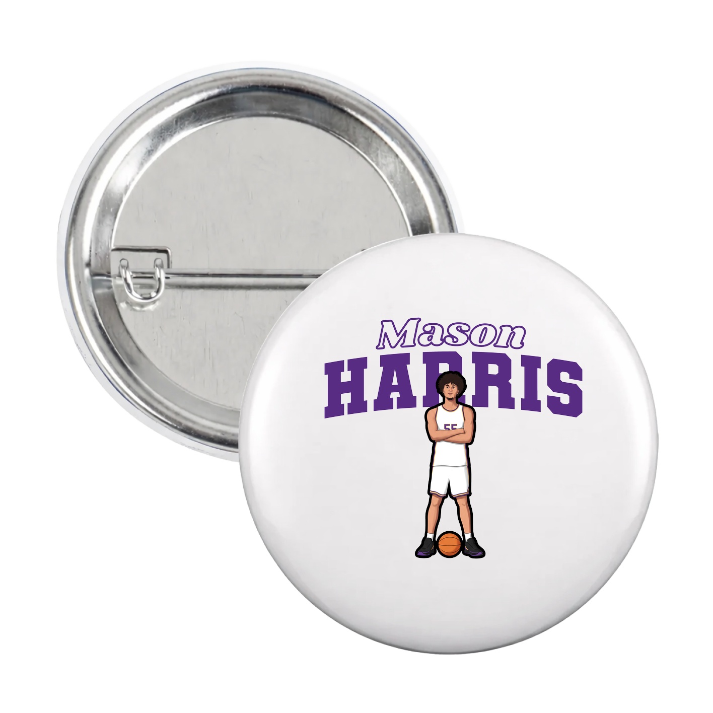 Game Day Button — Name Arch in White