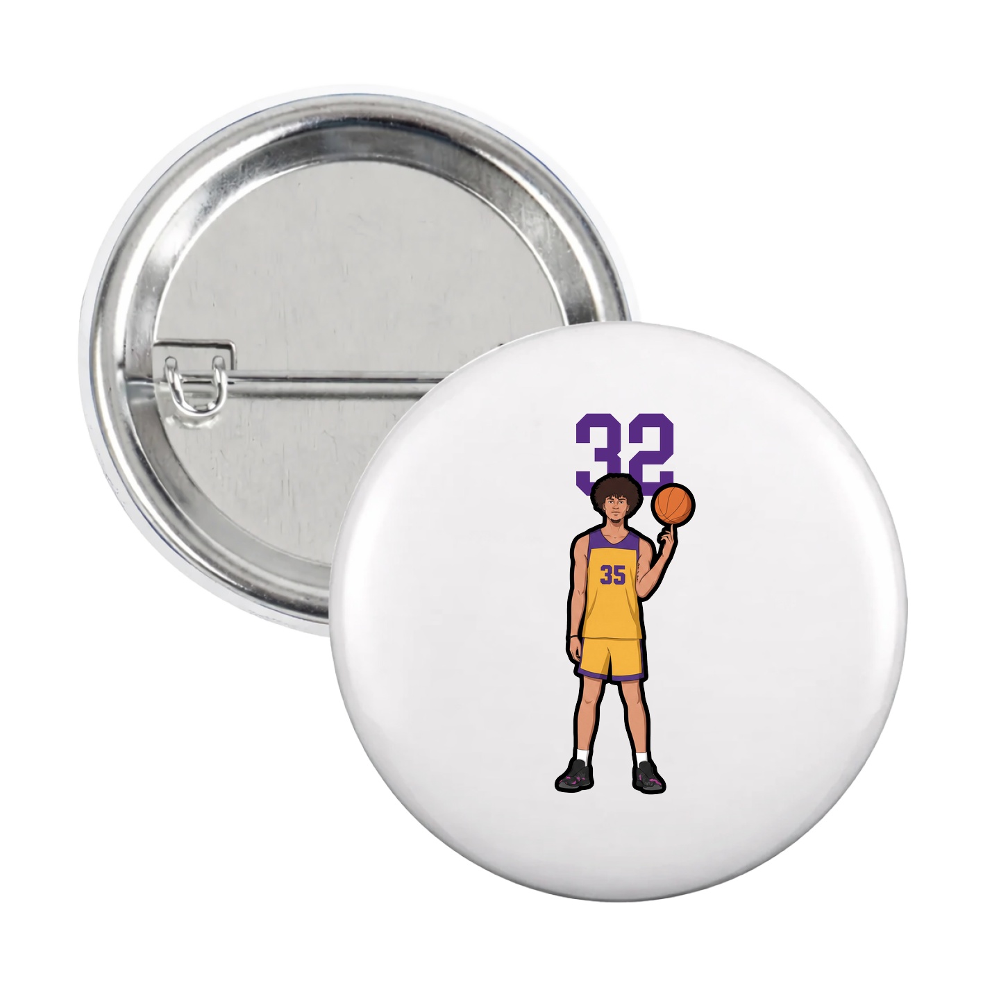 Game Day Button — Number Top in White