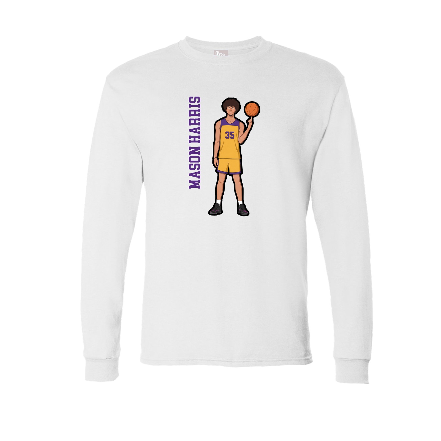 Long Sleeve Tee — Name Vertical in White