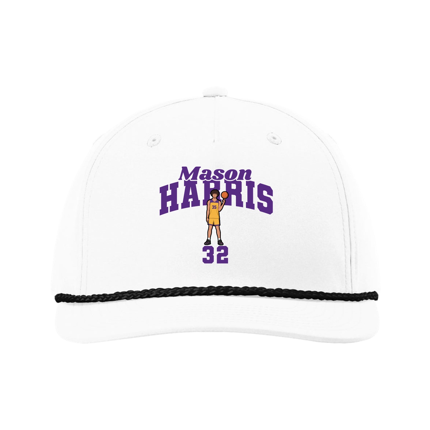 Five-Panel Classic Rope Cap — Signature Arch in White