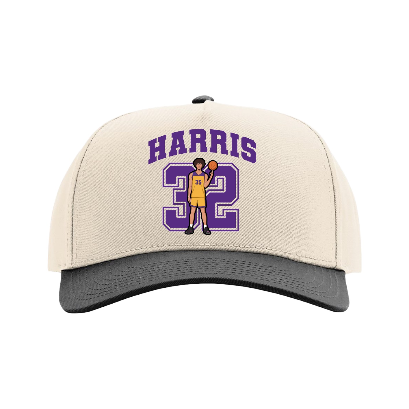 Full Fabric Five-Panel Champ Cap — Number in Cream/Black