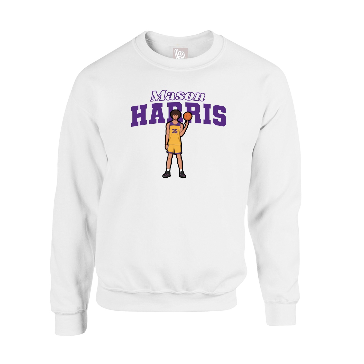 Fleece Crew — Name Arch in White