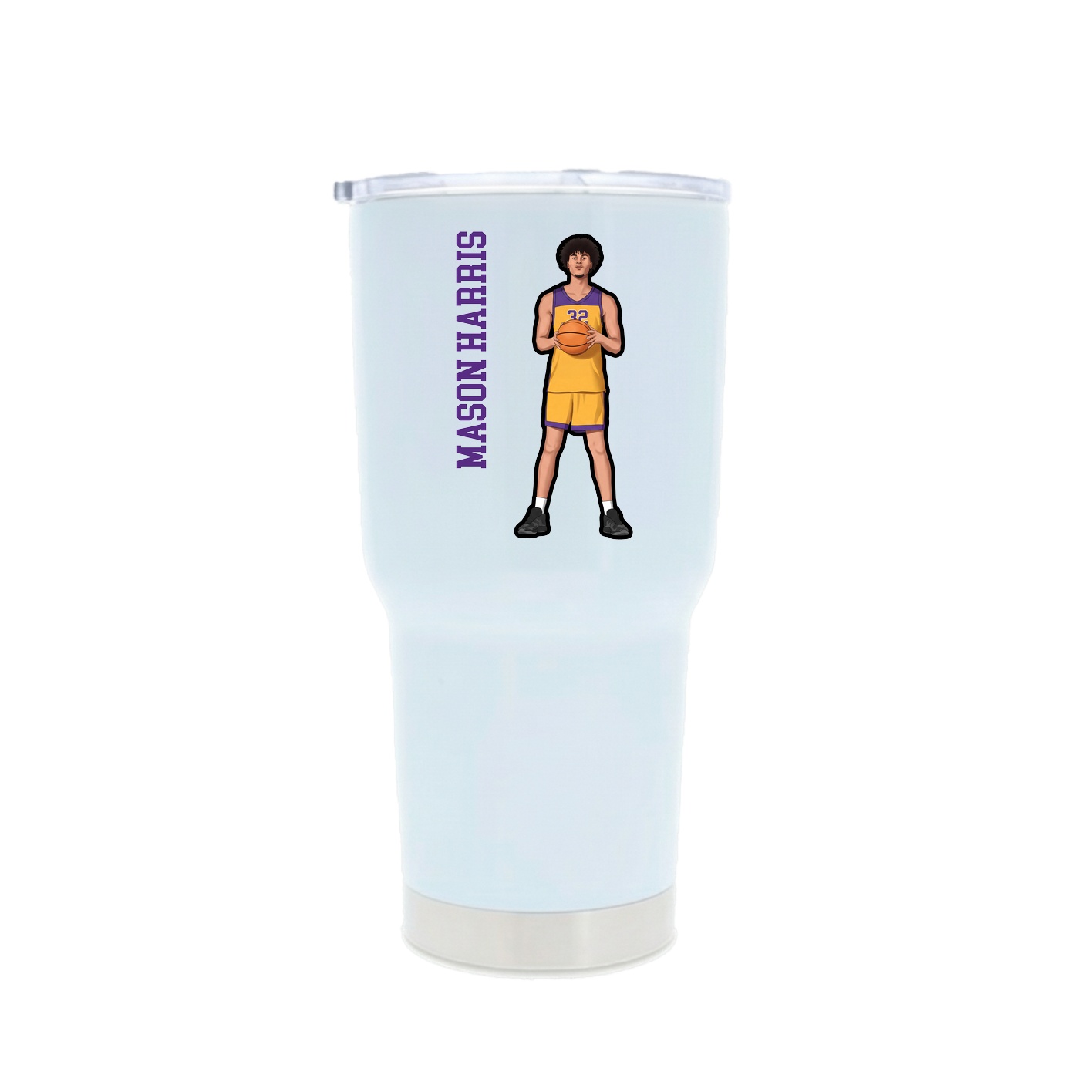 30oz Stainless Steel Tumbler — Name Vertical in White