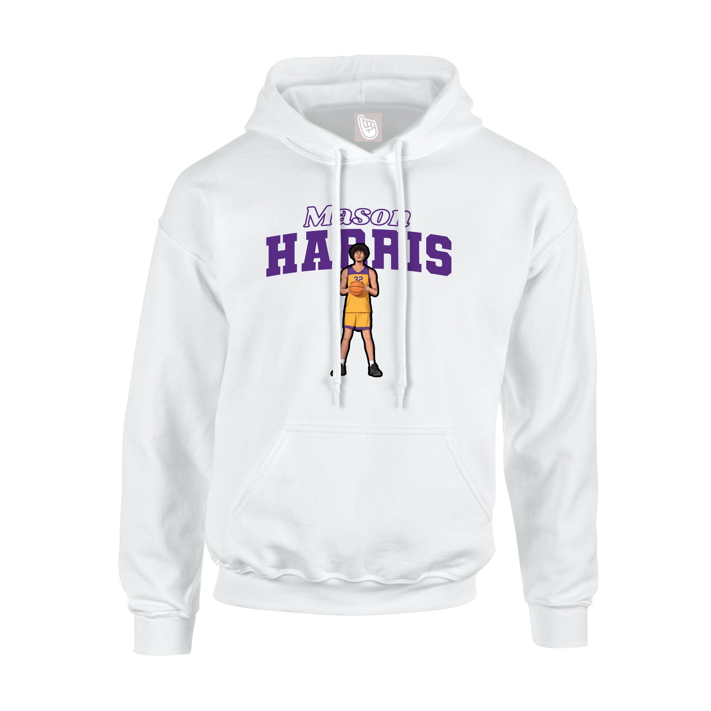 Youth Hoodie — Name Arch in White