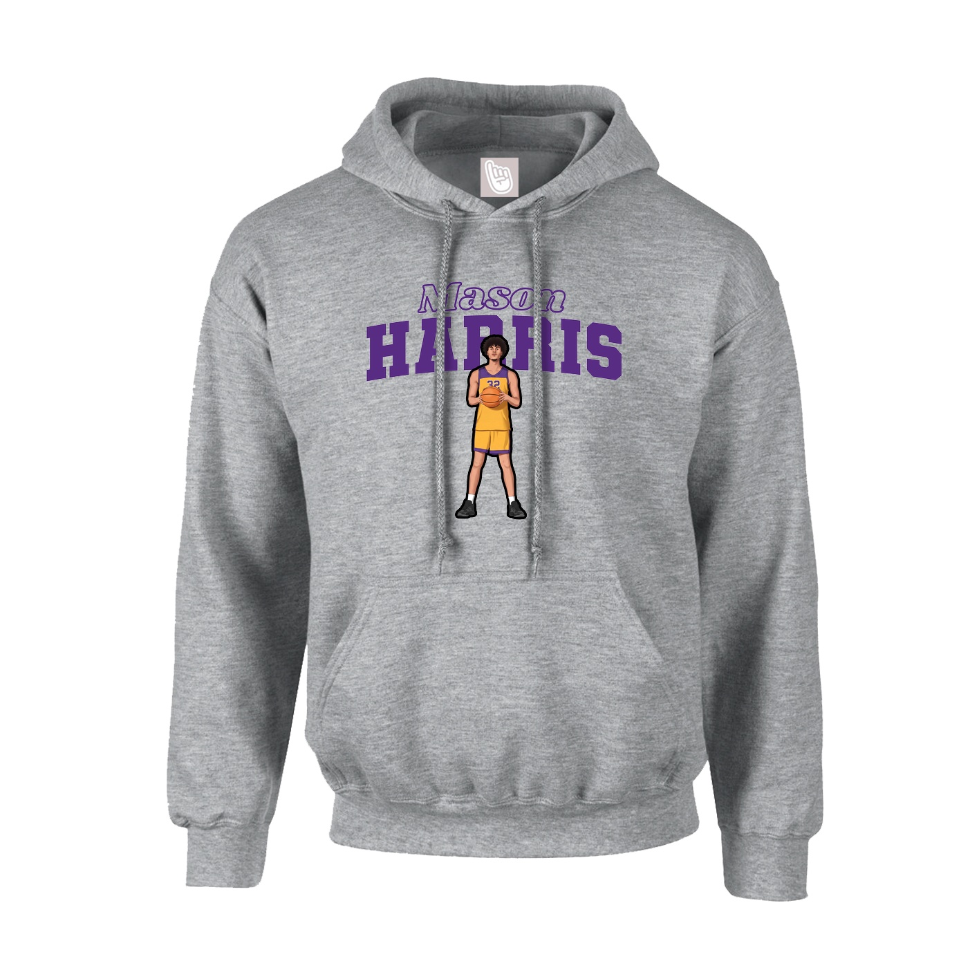 Youth Hoodie — Name Arch in Grey