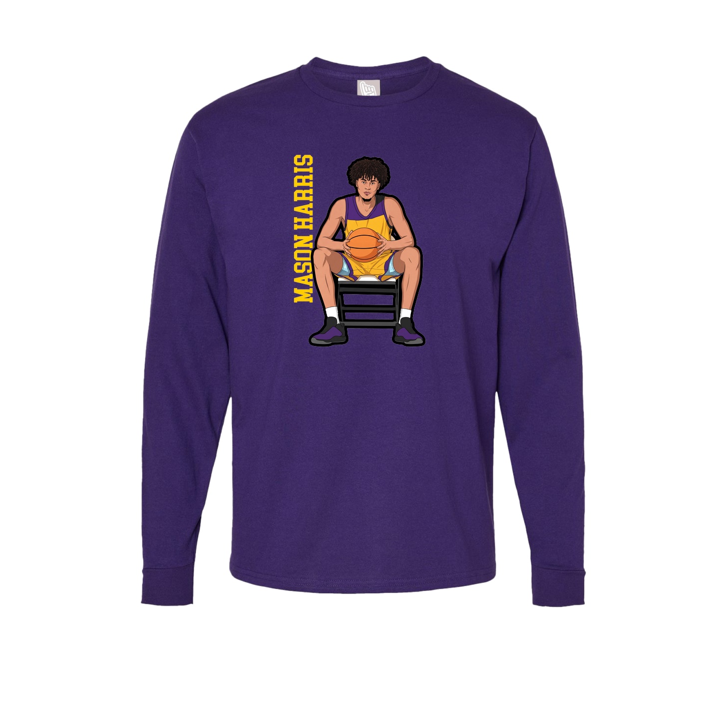 Long Sleeve Tee — Name Vertical in Purple