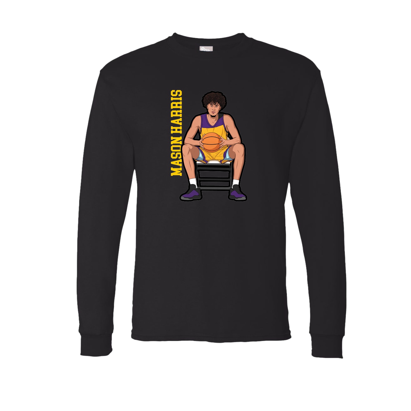 Long Sleeve Tee — Name Vertical in Black