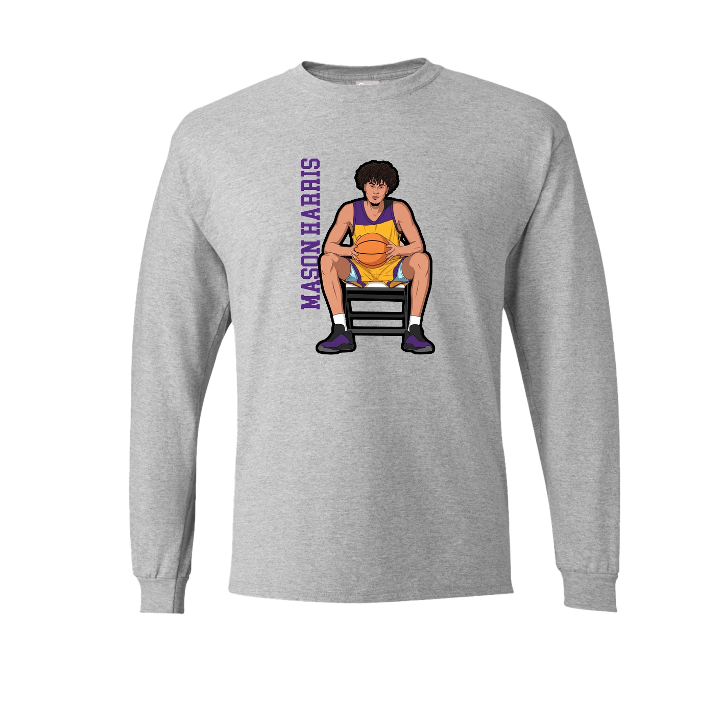 Long Sleeve Tee — Name Vertical in Grey