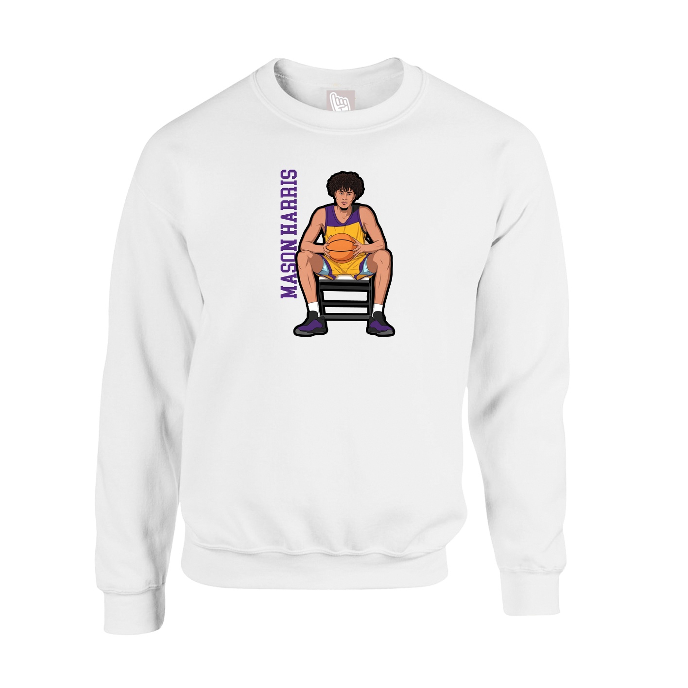 Fleece Crew — Name Vertical in White