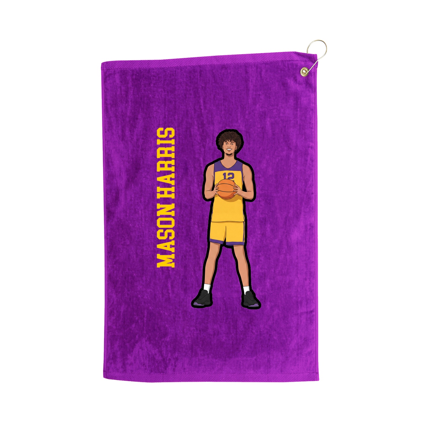 Golf Towel — Name Vertical in Purple
