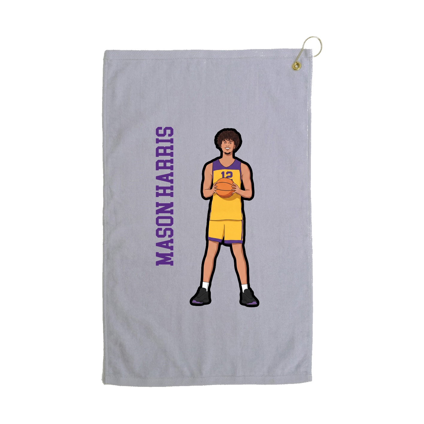 Golf Towel — Name Vertical in Grey