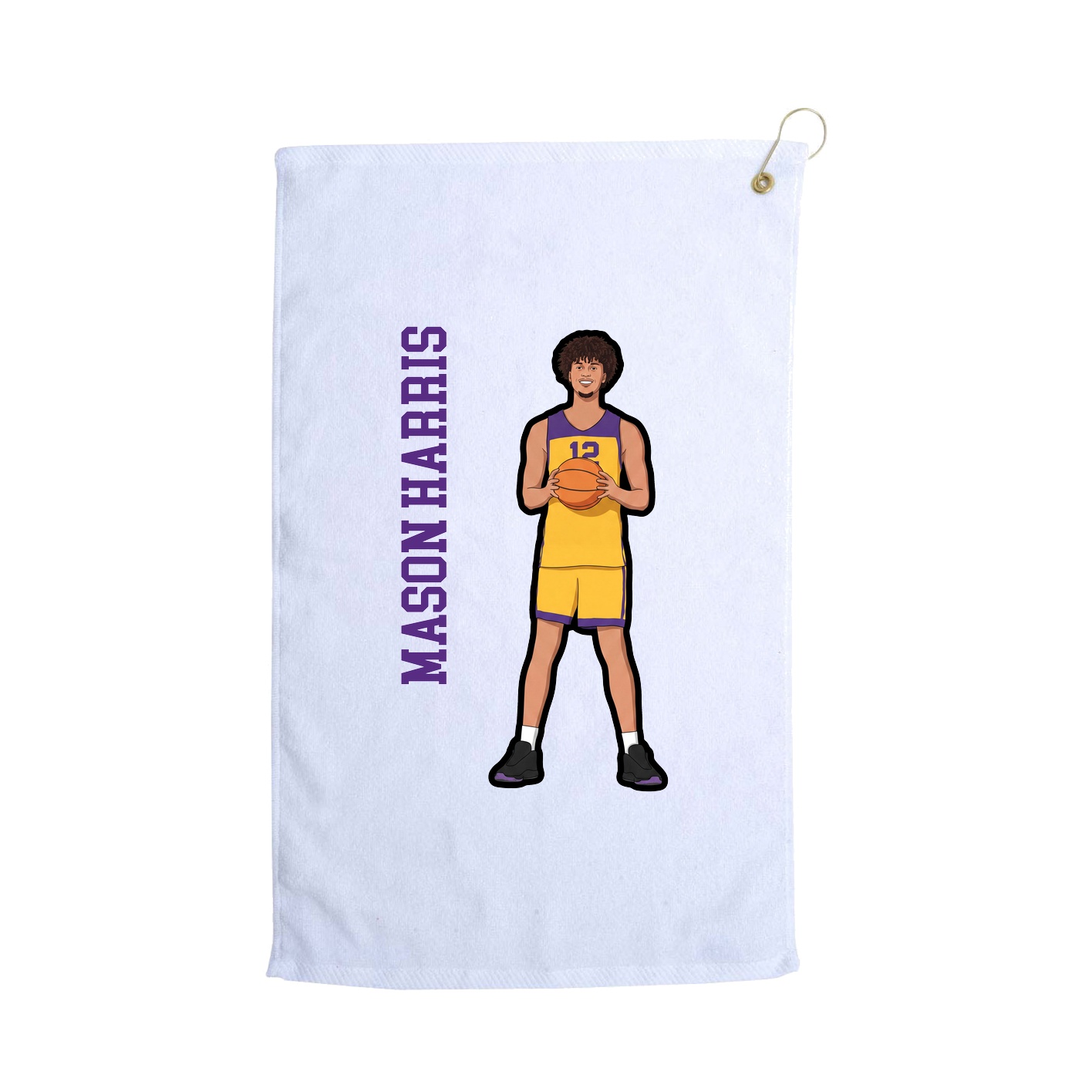 Golf Towel — Name Vertical in White