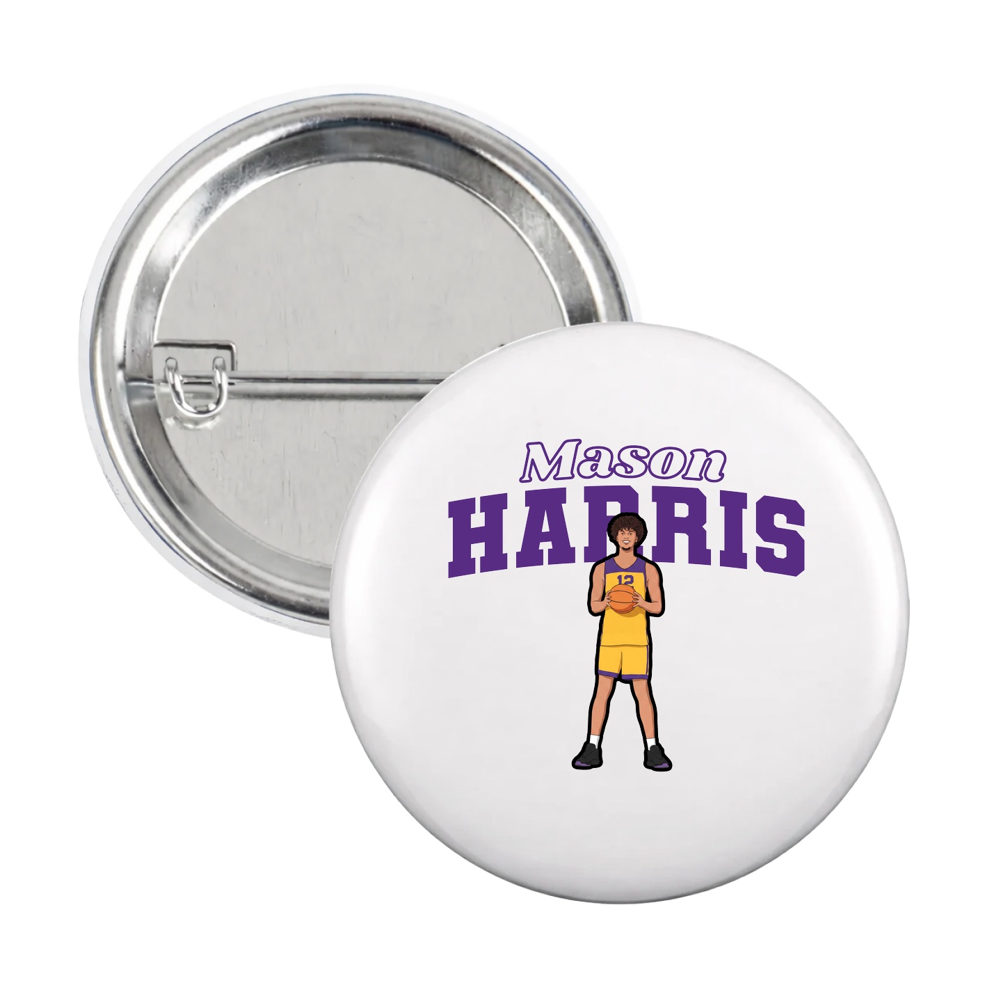 Game Day Button — Name Arch in White