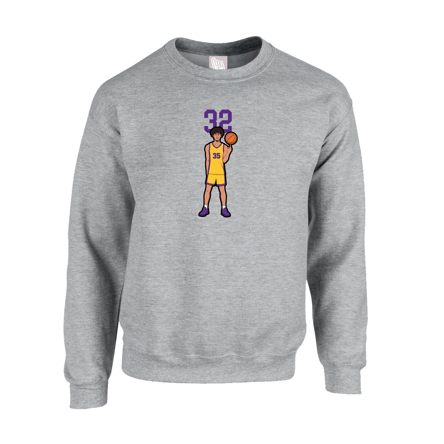 Fleece Crew — Number Top in Grey