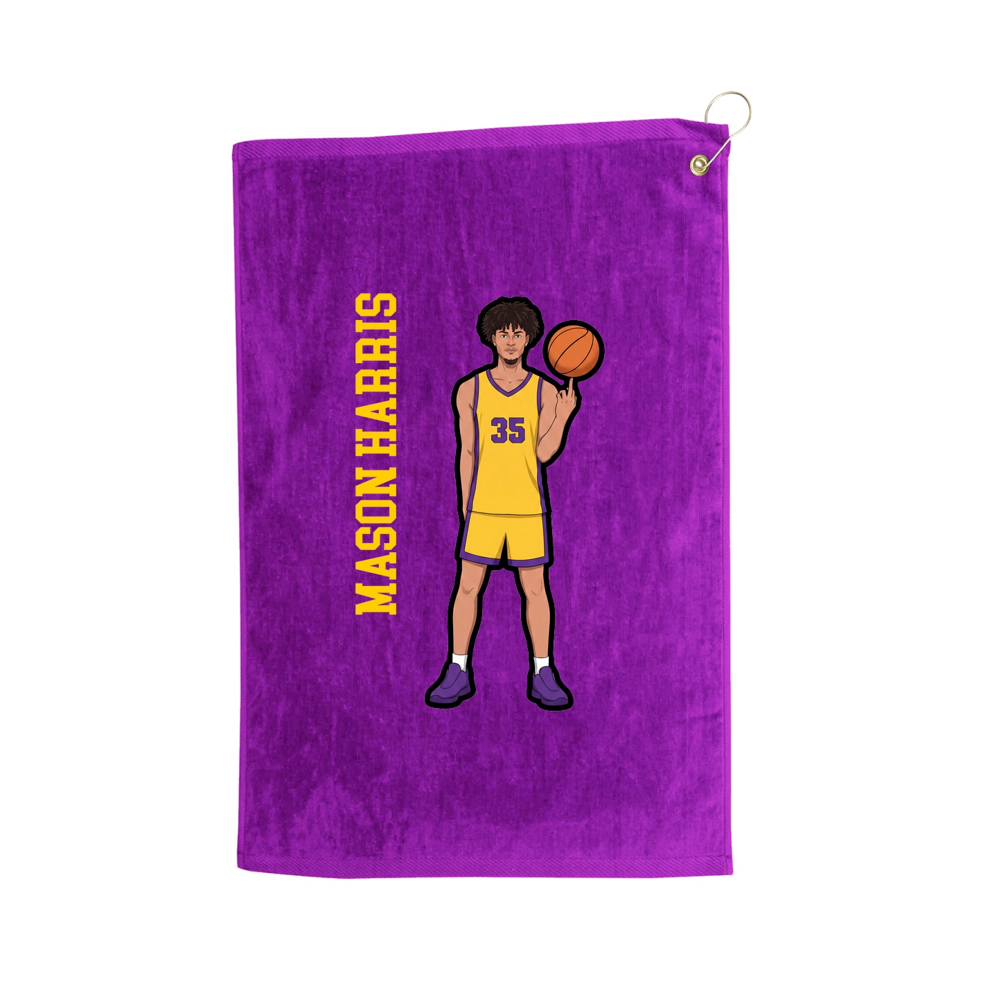 Golf Towel — Name Vertical in Purple