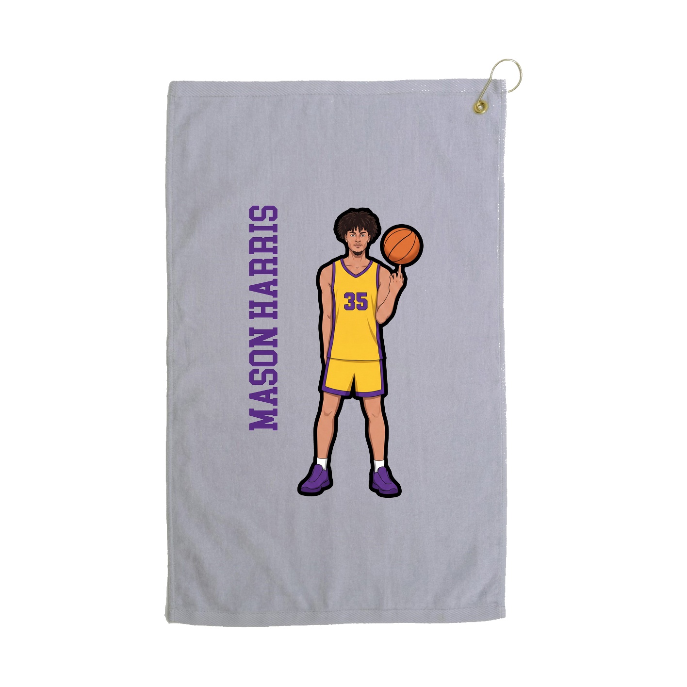 Golf Towel — Name Vertical in Grey