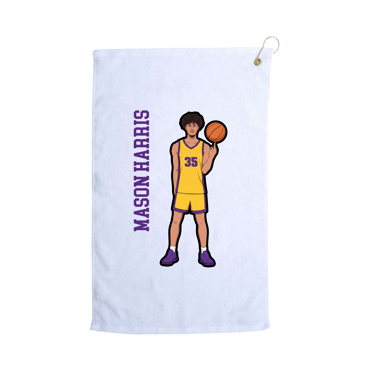 Golf Towel — Name Vertical in White