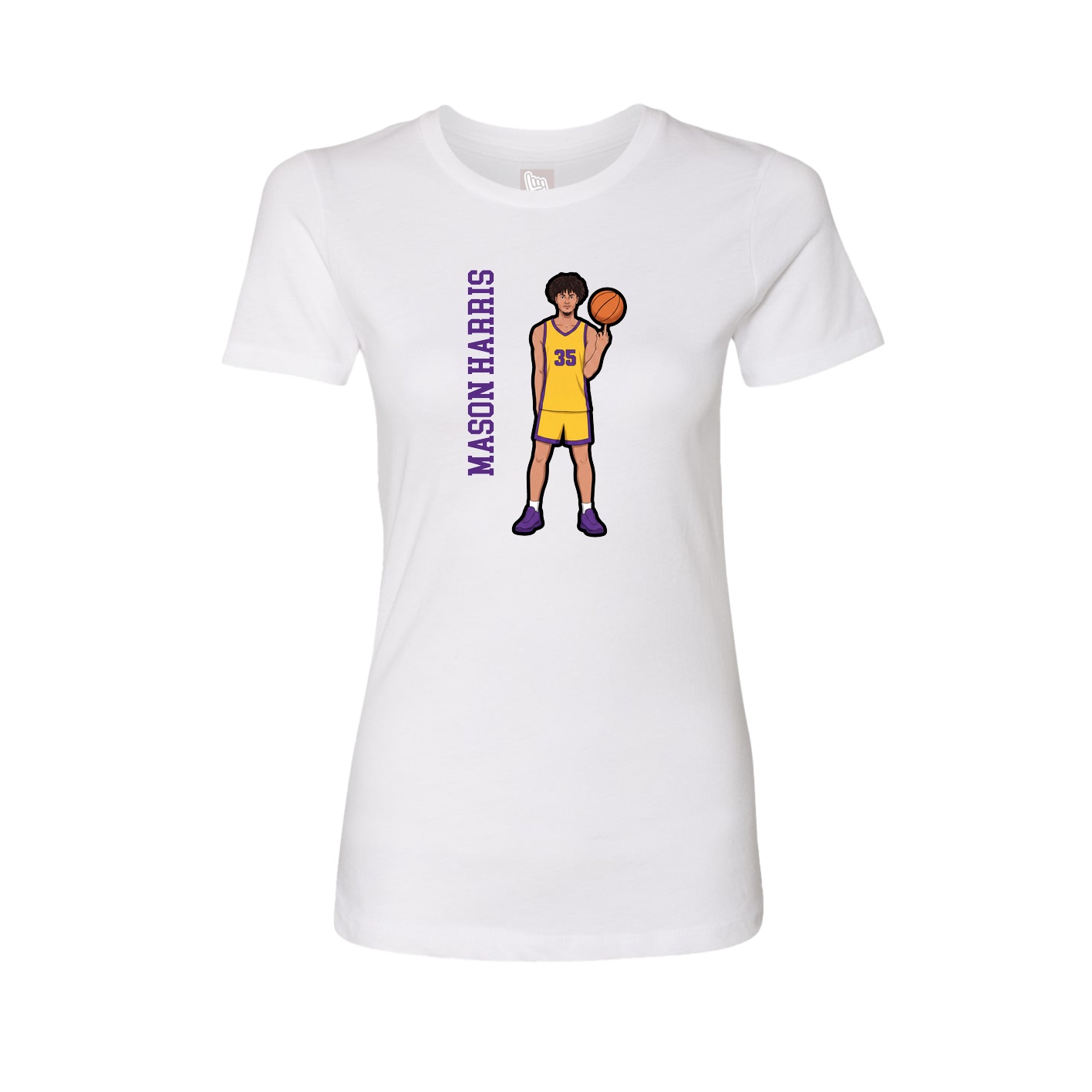 Womens Tee — Name Vertical in White