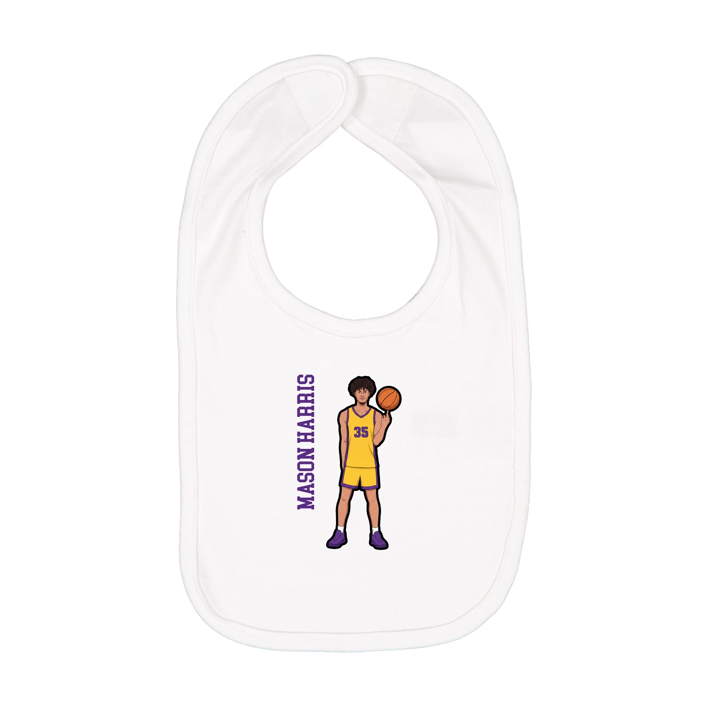 Infant Bib — Name Vertical in White